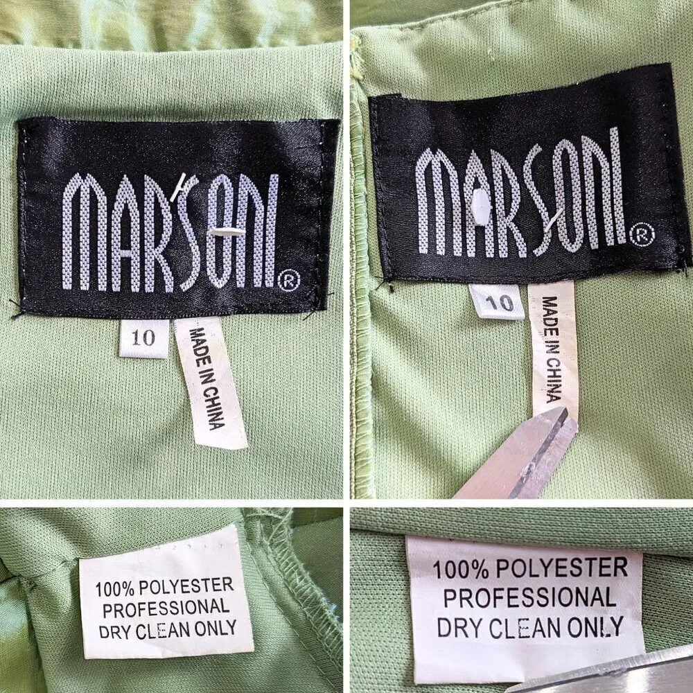 Vtg Y2K MARSONI Avocado Party Dress Jacket Set - The Nanny/Romy & Michele Sz 10